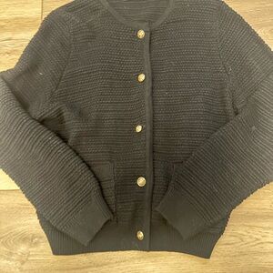 Elegant Black Button-Up Cardigan